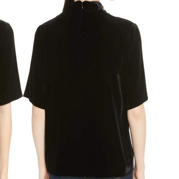 Theory Choker Collar V-Neck Velvet Top - Picture 2 of 5